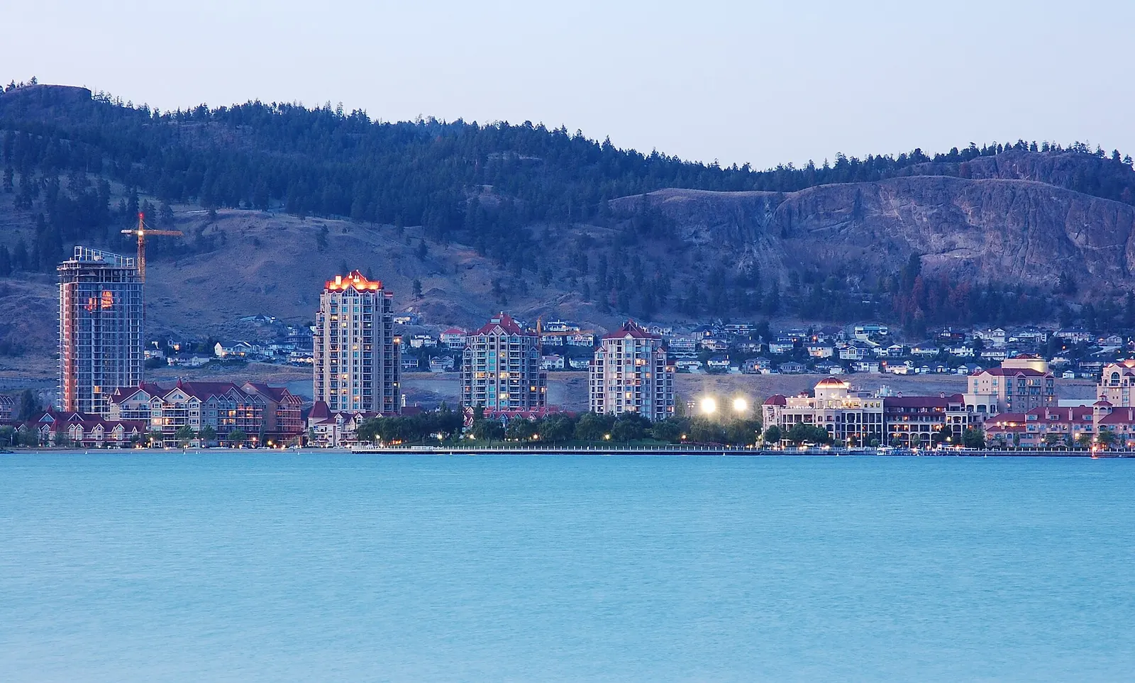 The Kelowna skyline across Okanagan Lake, seen from West Kelowna