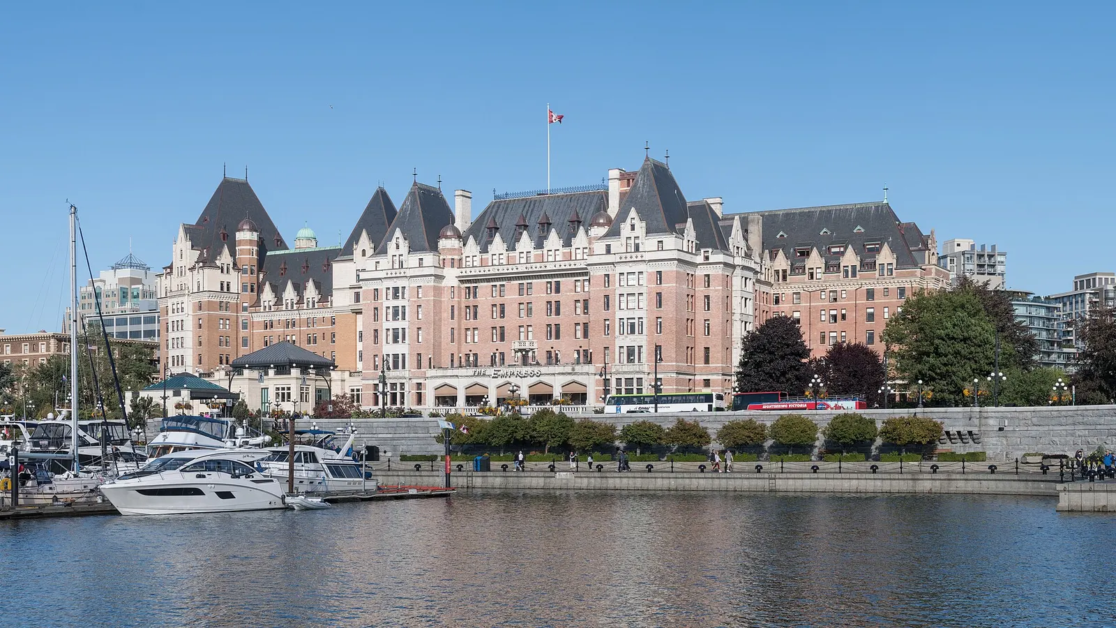 The Fairmont Empress hotel and Victoria's Inner Harbour