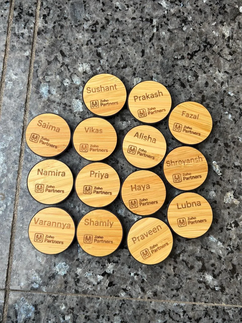Personalised Zoho Partners badges for the Shyphan team