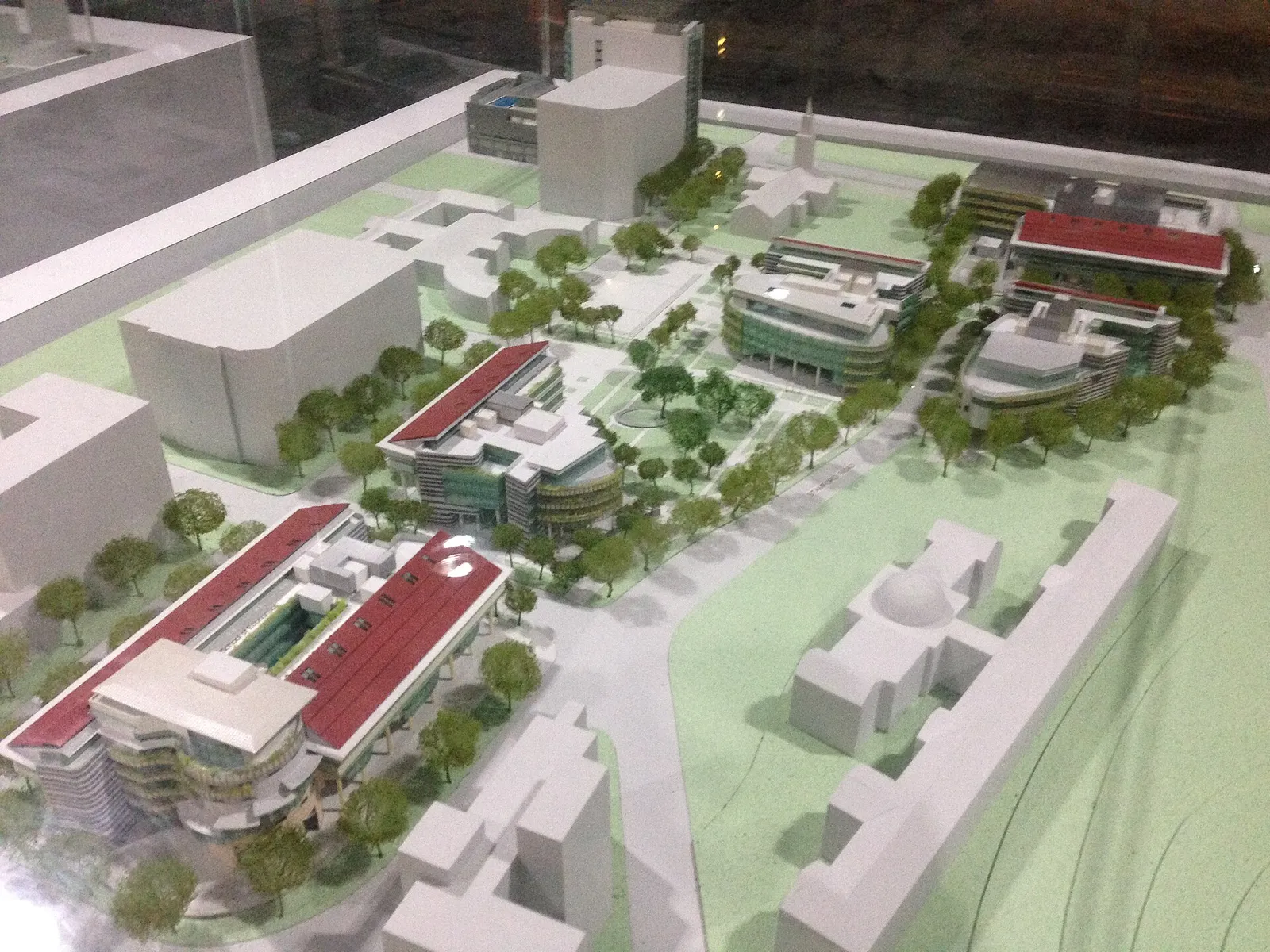 Architectural scale model of a campus building development