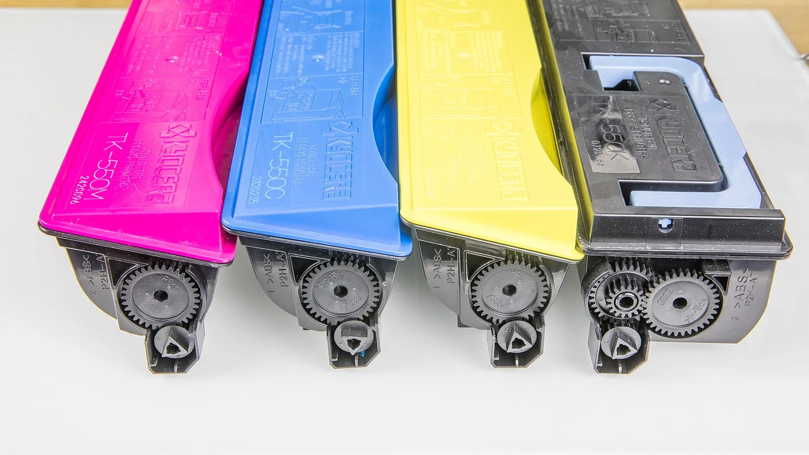 Black, yellow, cyan and magenta laser printer toner cartridges