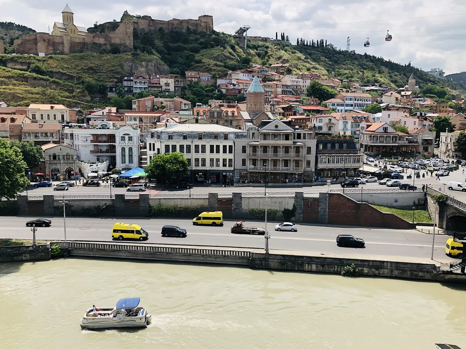 Old Tbilisi houses below Narikala Fortress beside the Mtkvari River