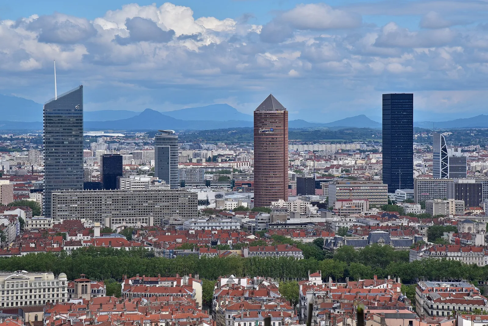 The towers of the Part-Dieu business district rising above Lyon