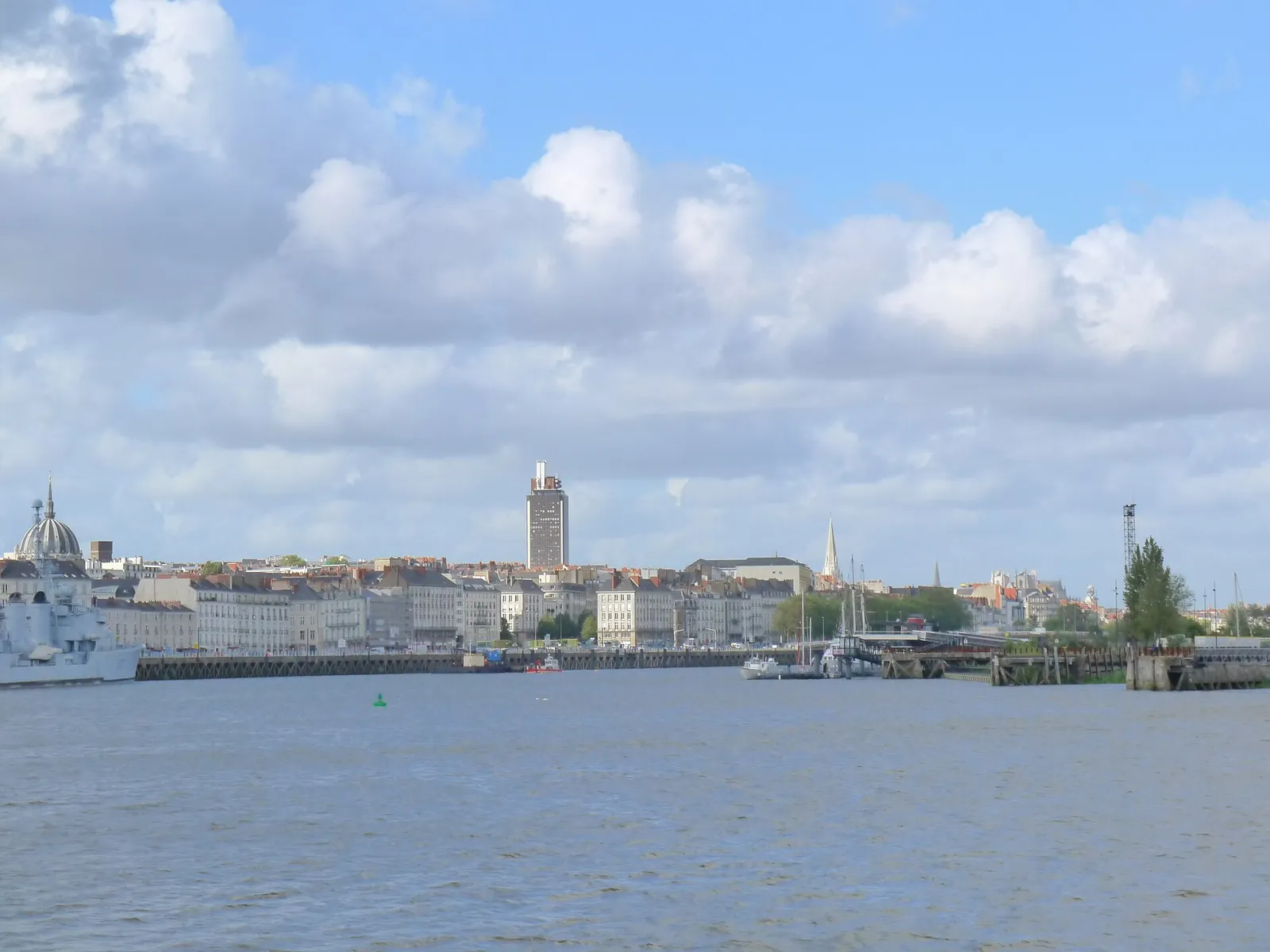 The Nantes skyline and the Tour Bretagne seen from the Loire