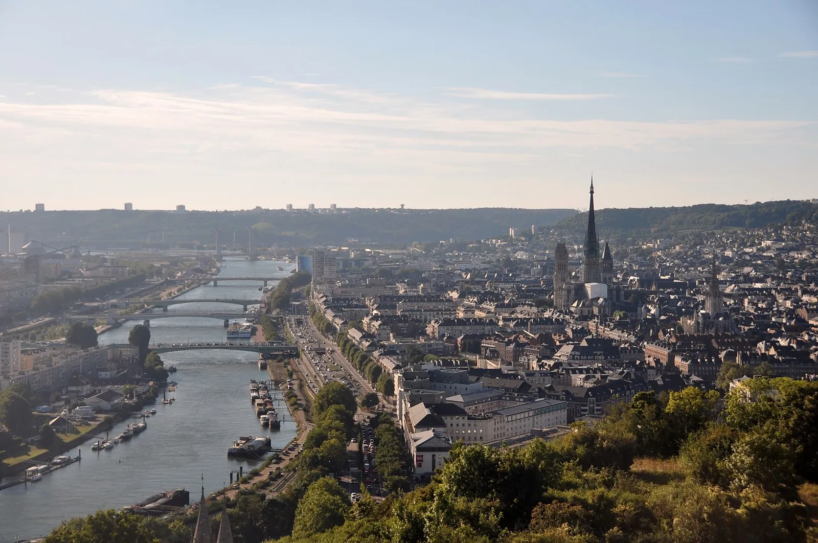 Rouen and the Seine with the cathedral spire rising above the city