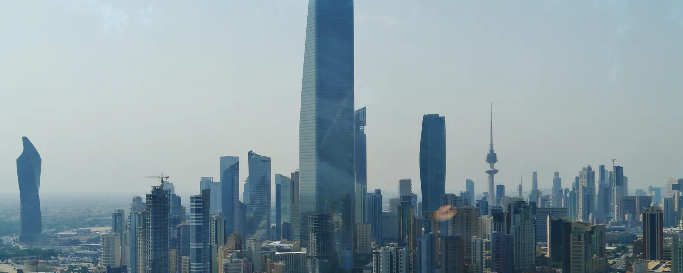 Al Hamra Tower and the Kuwait City skyline, seen from Kuwait Towers