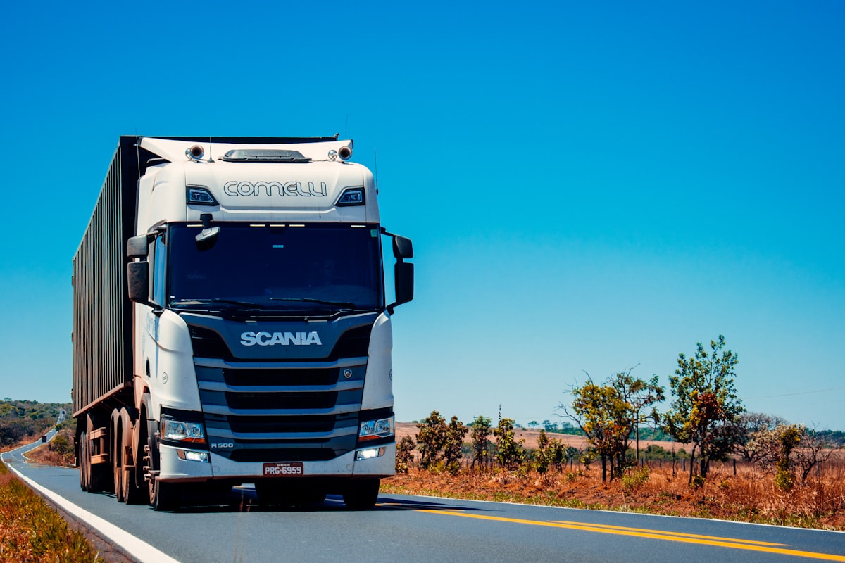Dispatch truck leaving the factory