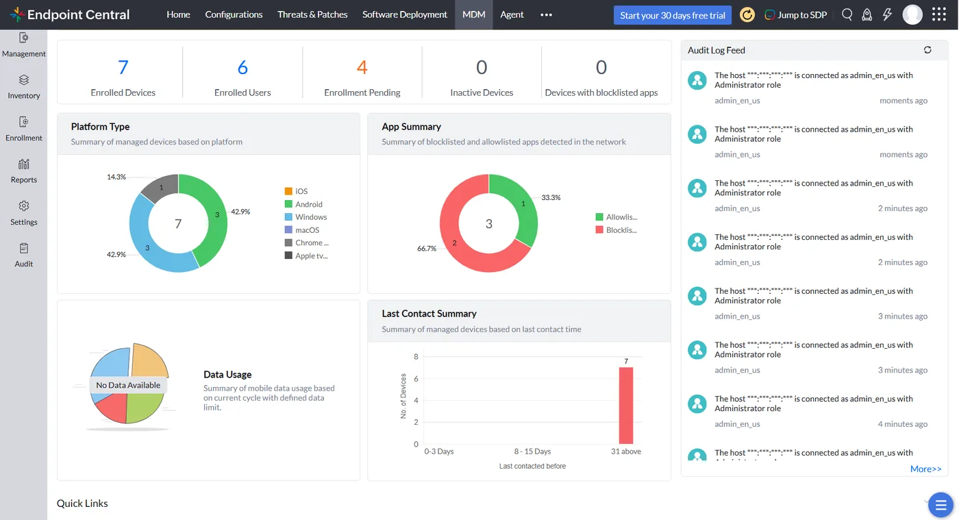 Mobile device management in Endpoint Central