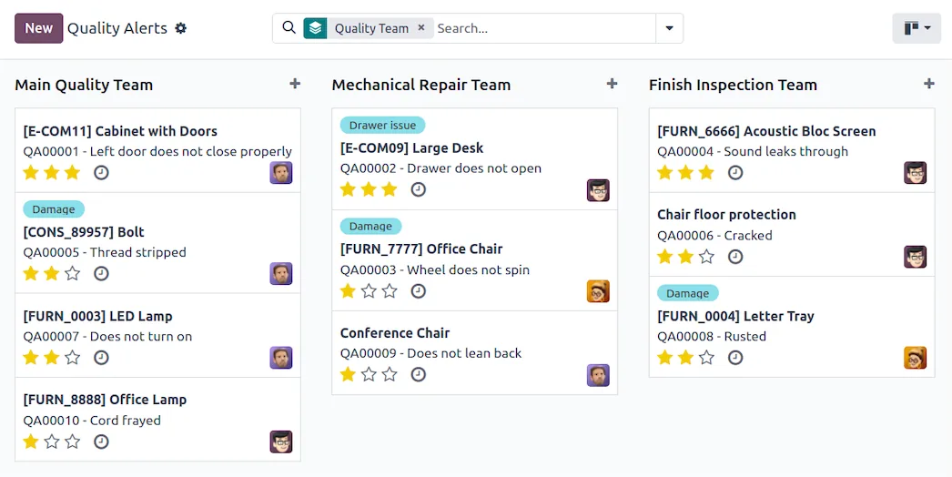 Quality alerts in Odoo Quality