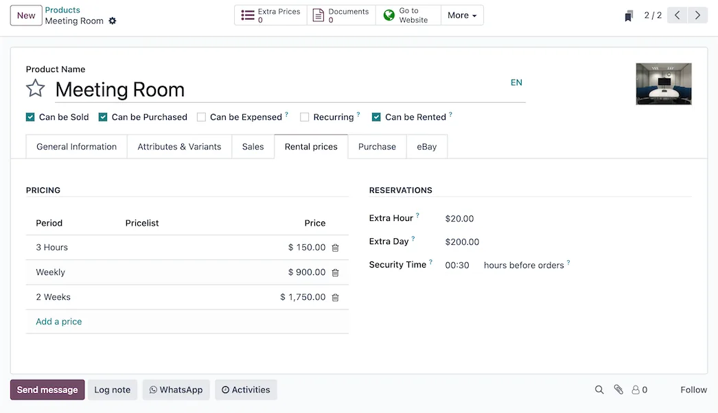 Rental pricing in Odoo Rental