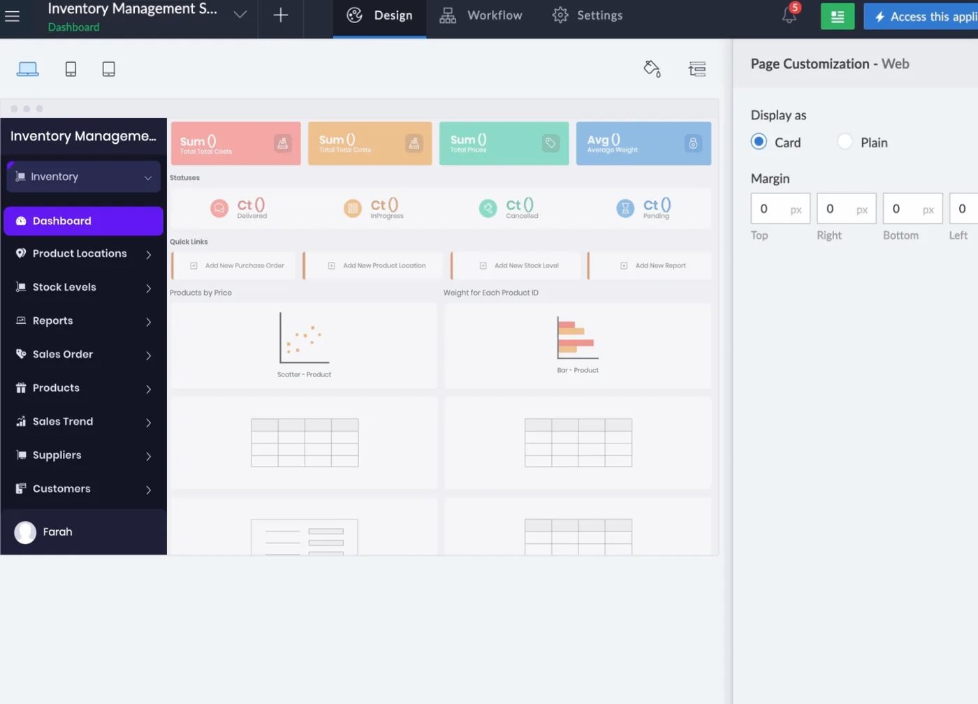 Designing an app page in Zoho Creator