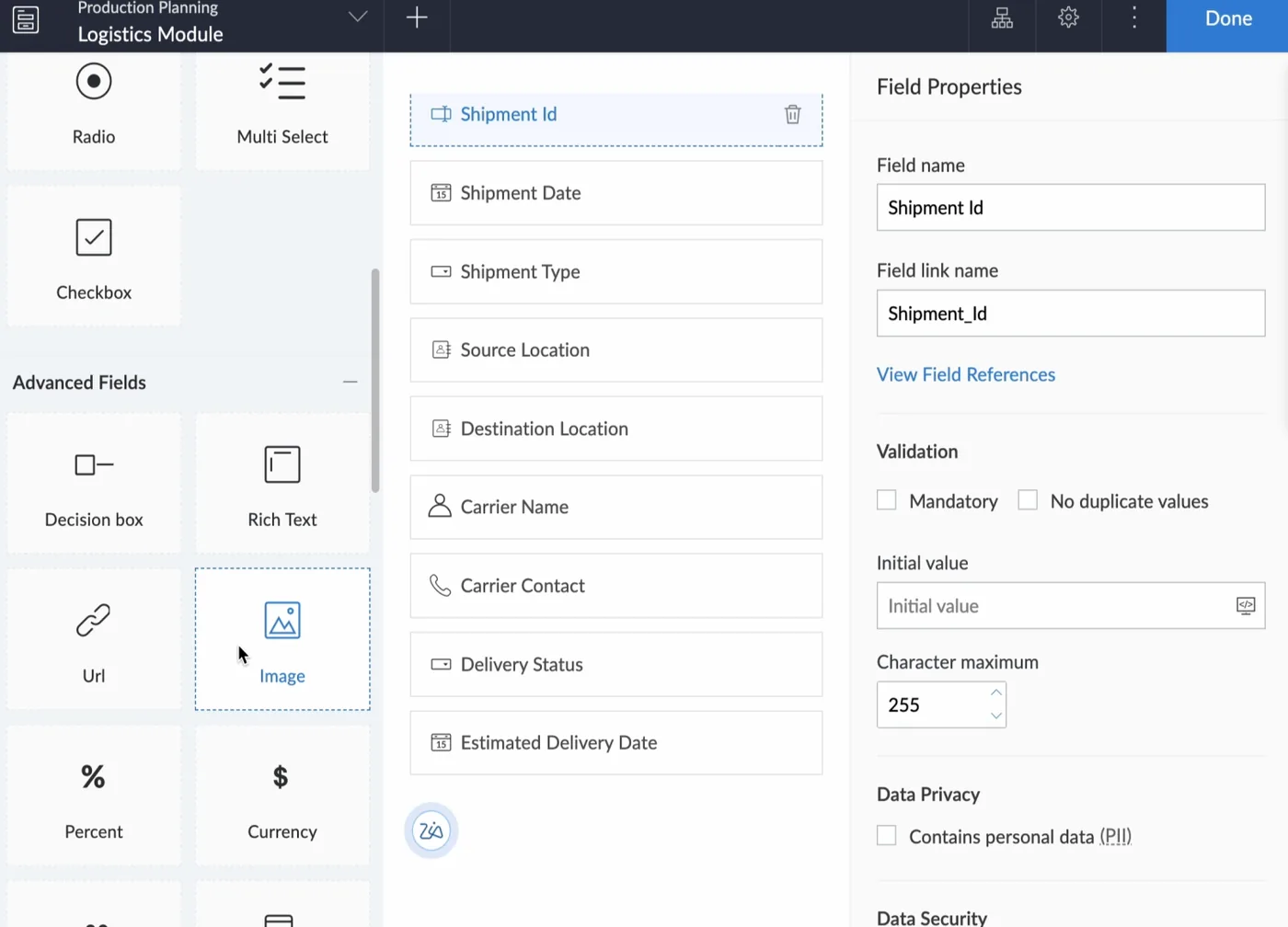 Building a form in Zoho Creator