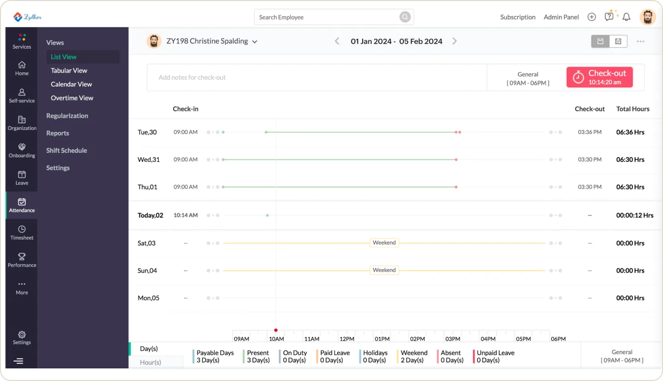 Attendance in Zoho People