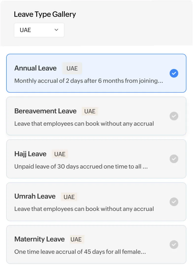 UAE leave types in Zoho People