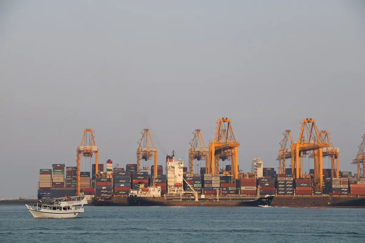 A container ship at Fujairah Port